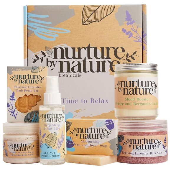 NURTURE BY NATURE Relax & Calm Christmas Gift Basket – Spa Gifts for Women with